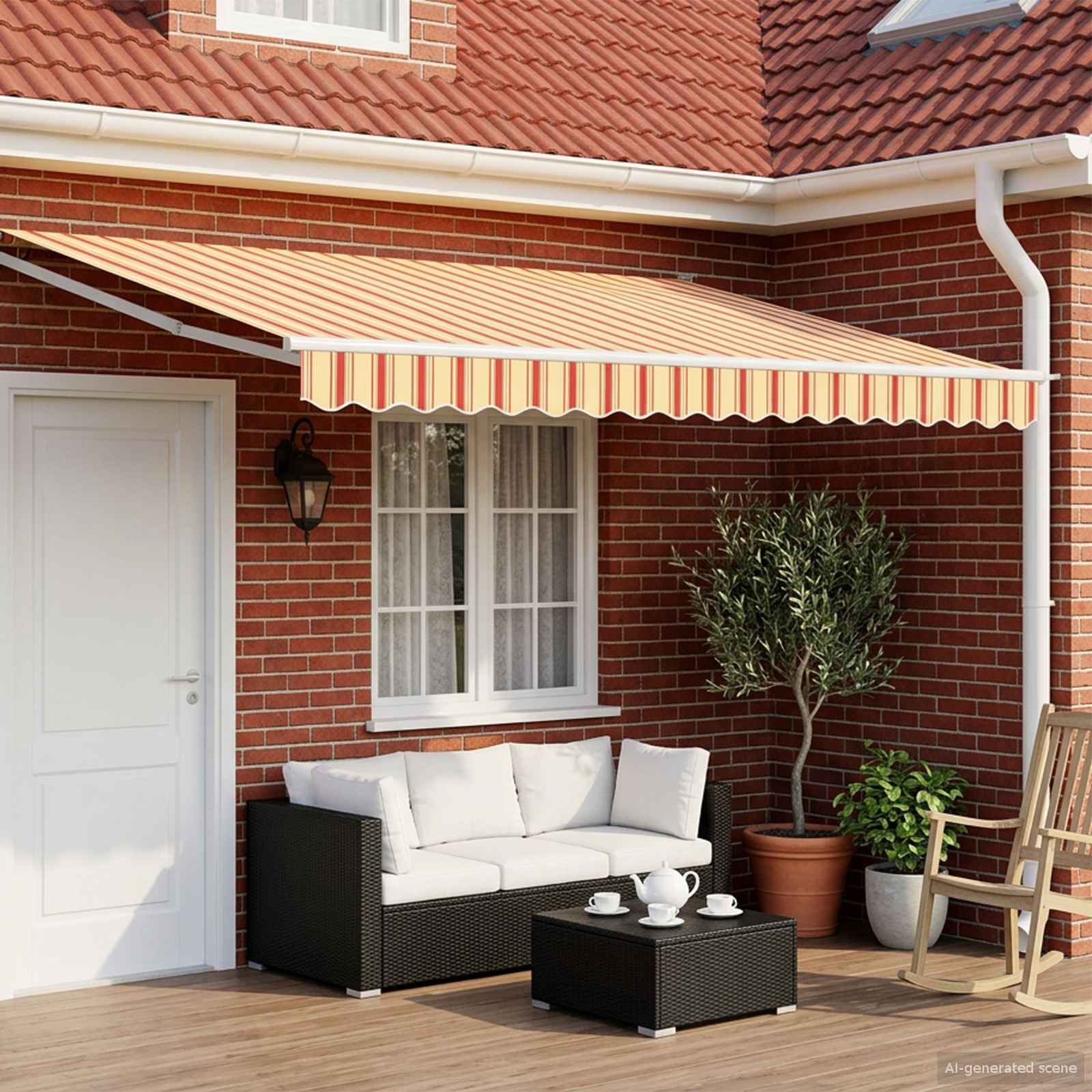 Toldo Retráctil Aluminio Y Tela Gris Antracita