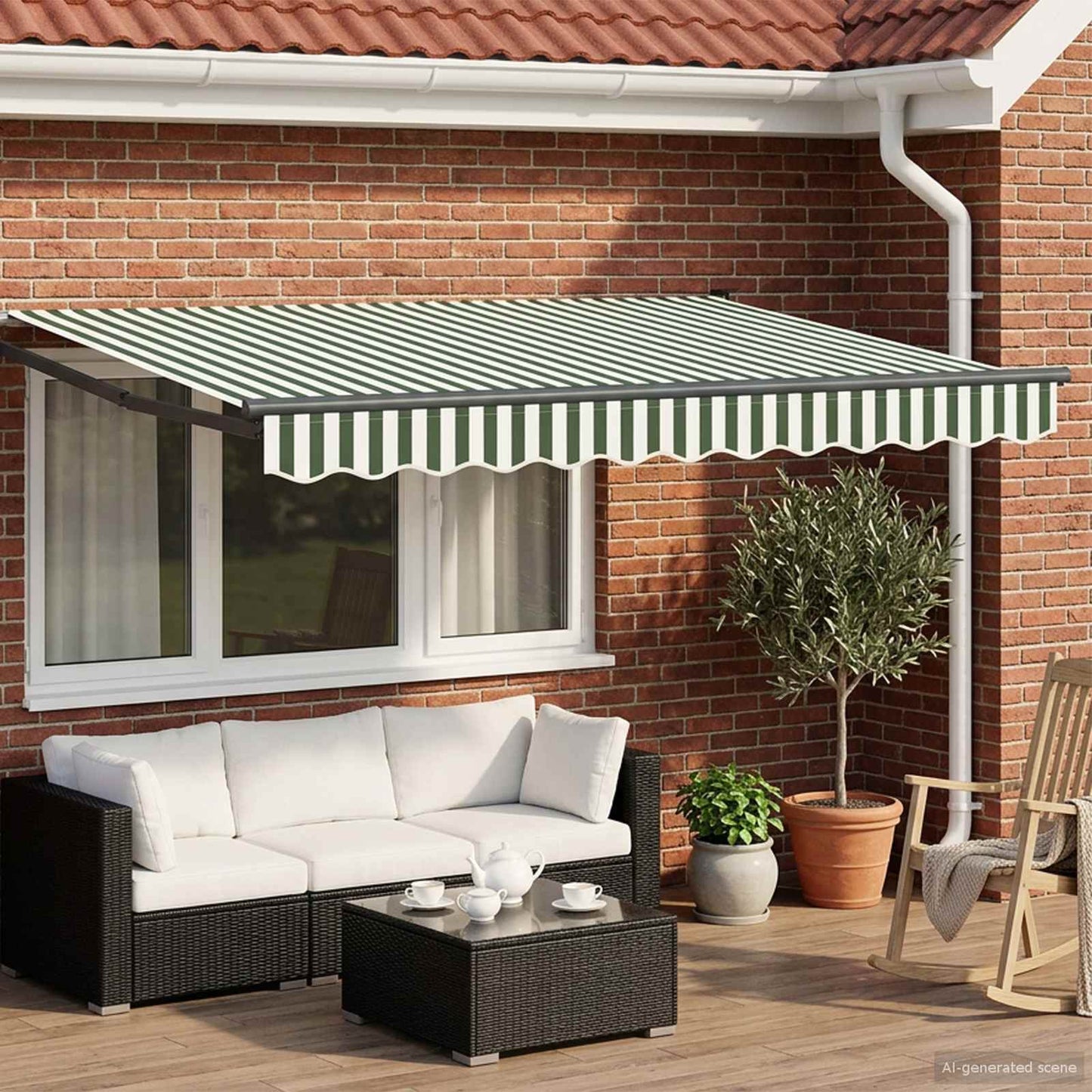 Toldo Retráctil Aluminio Y Tela Gris Antracita