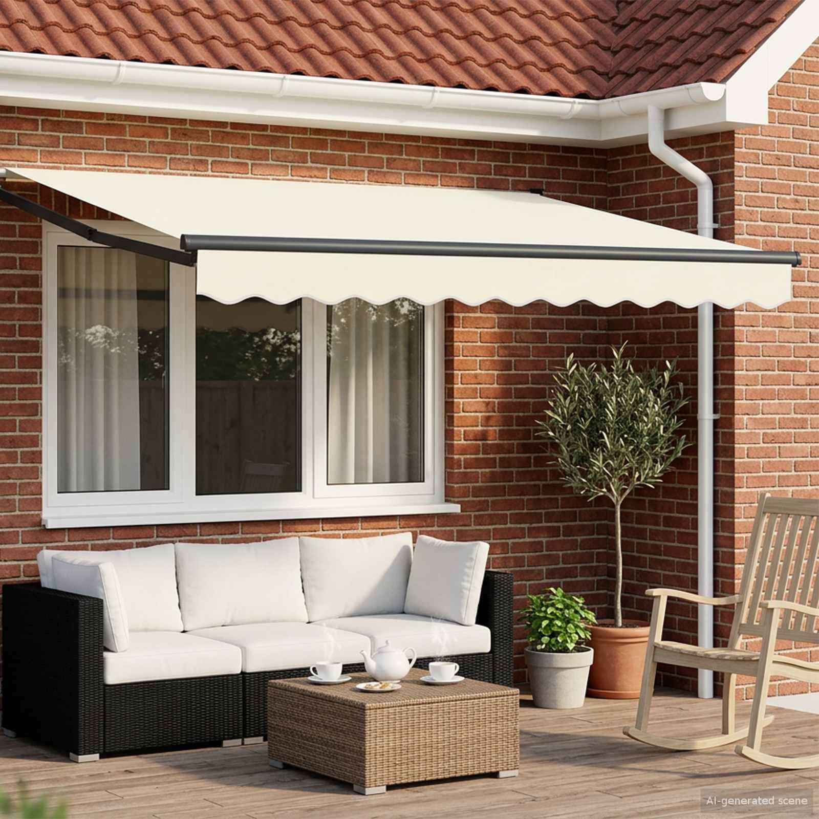 Toldo Retráctil Aluminio Y Tela Gris Antracita
