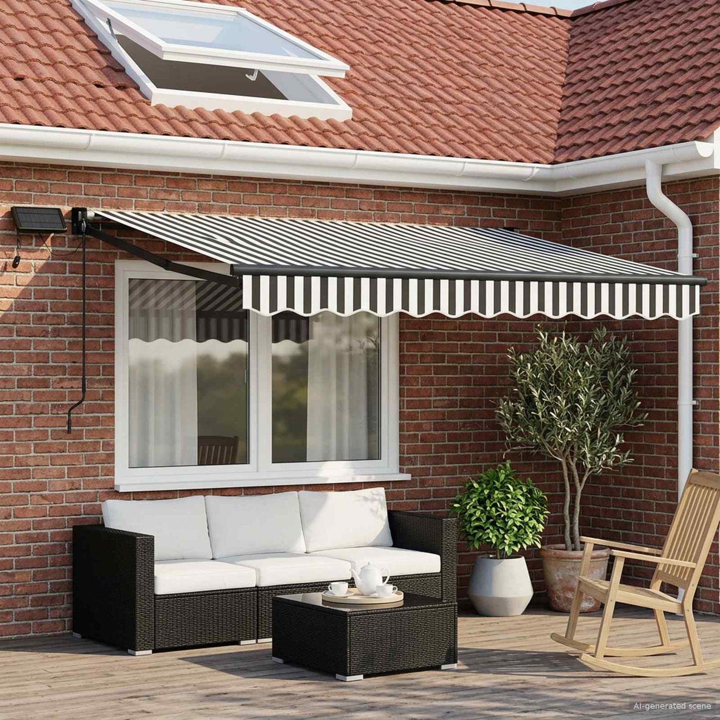 Toldo Retráctil Aluminio Y Tela Gris Antracita