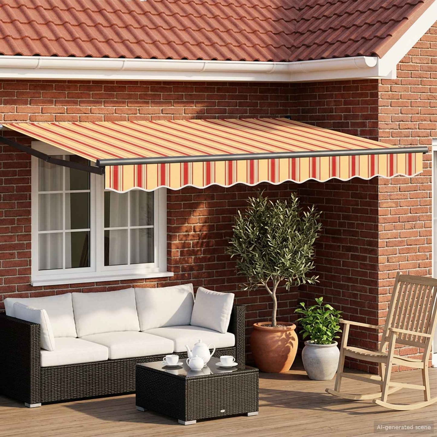Toldo Retráctil Aluminio Y Tela Gris Antracita