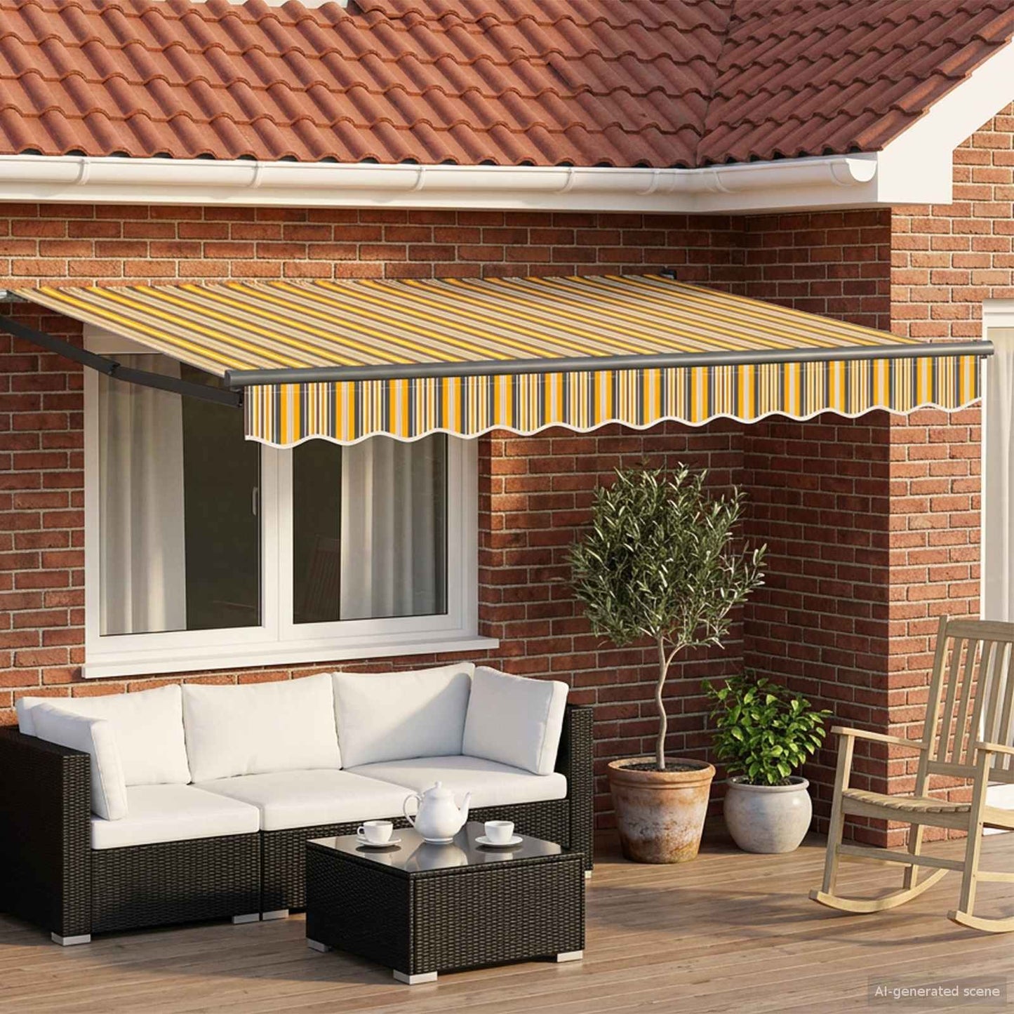 Toldo Retráctil Aluminio Y Tela Gris Antracita