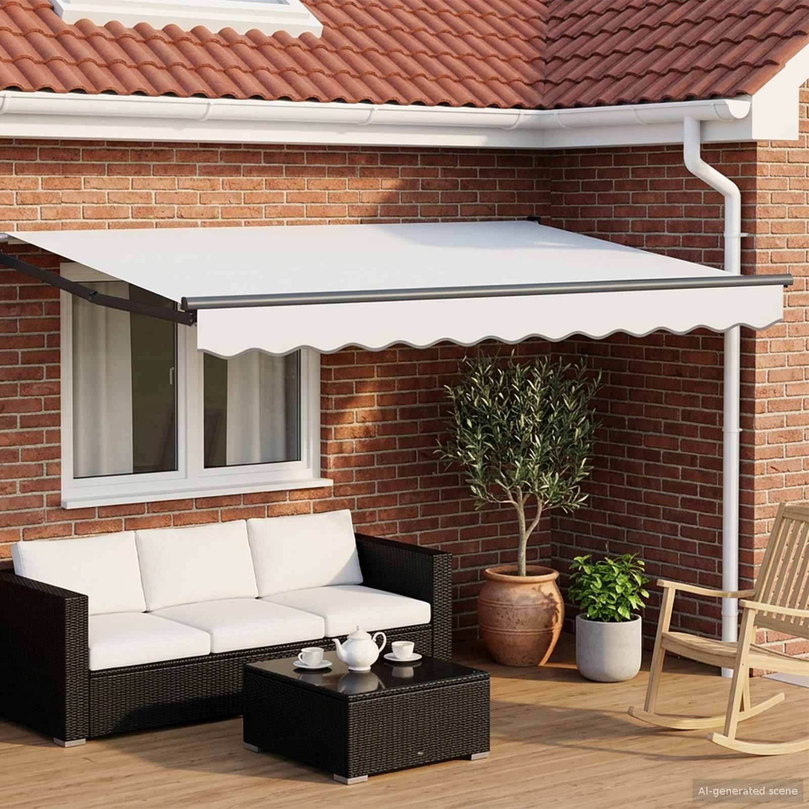 Toldo Retráctil Aluminio Y Tela Gris Antracita