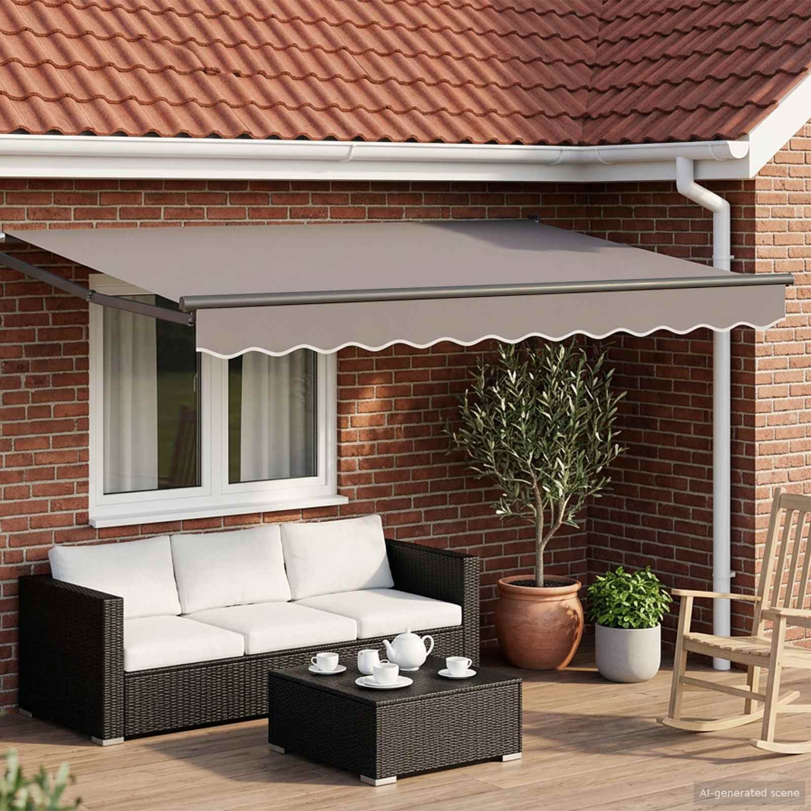 Toldo Retráctil Aluminio Y Tela Gris Antracita