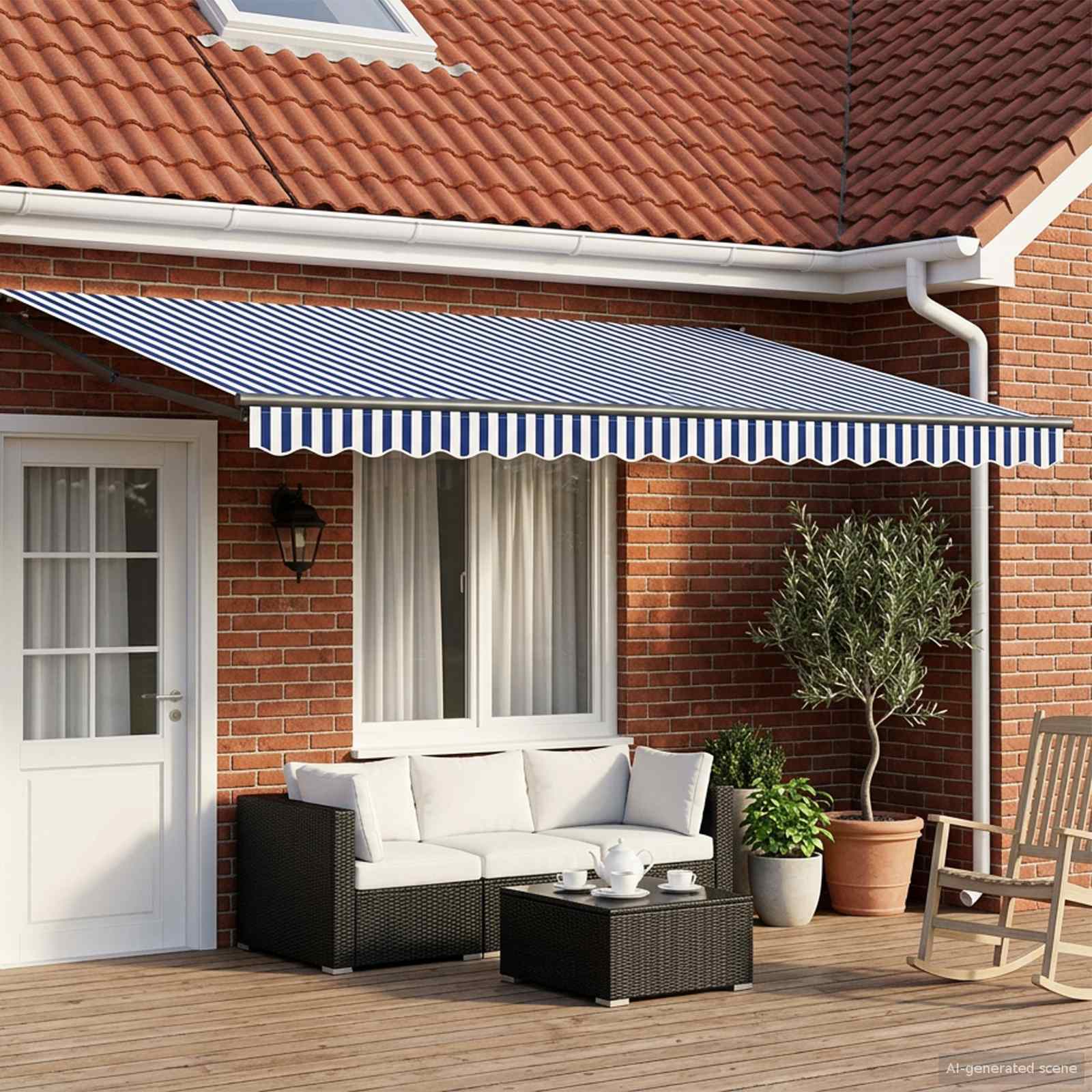 Toldo Retráctil Aluminio Y Tela Gris Antracita