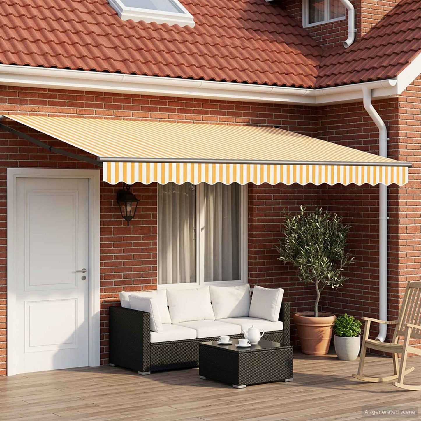 Toldo Retráctil Aluminio Y Tela Gris Antracita