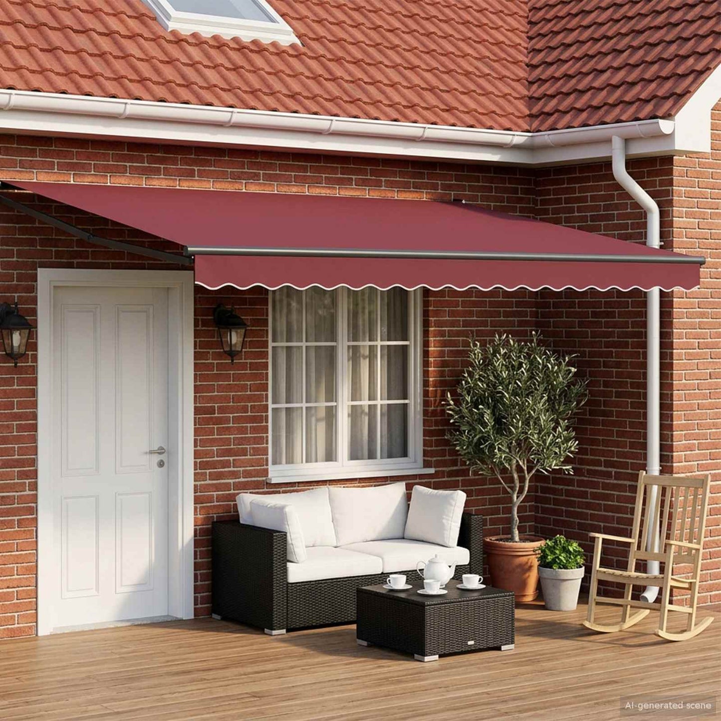 Toldo Retráctil Aluminio Y Tela Gris Antracita