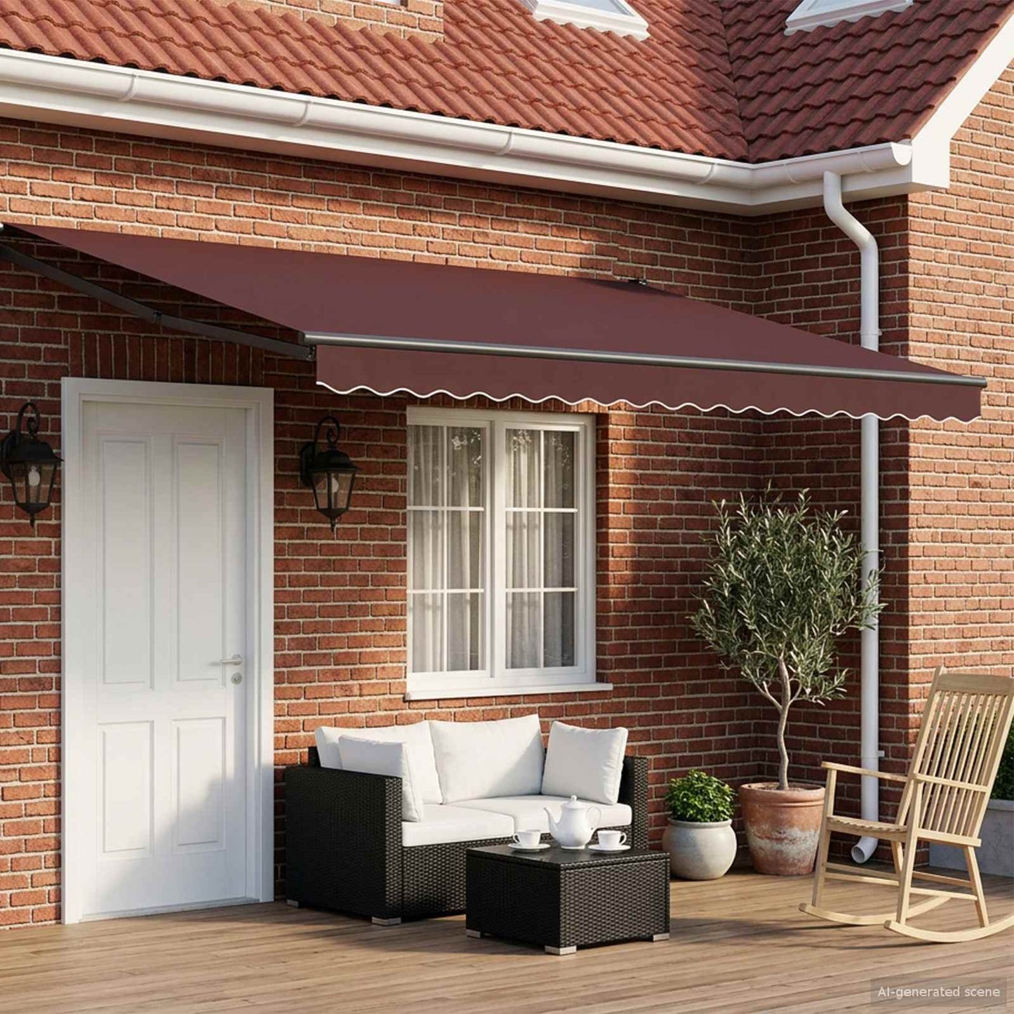Toldo Retráctil Aluminio Y Tela Gris Antracita