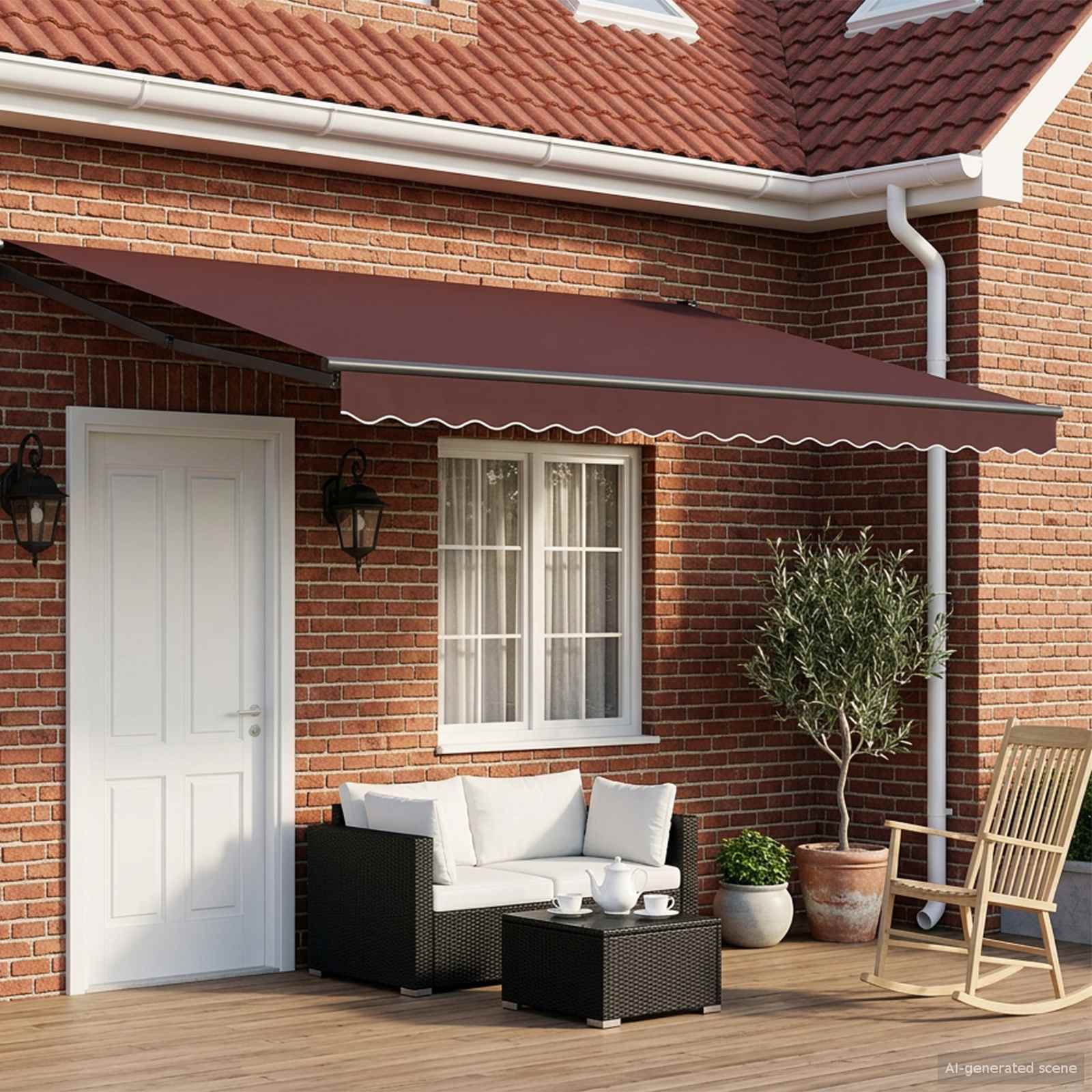 Toldo Retráctil Aluminio Y Tela Gris Antracita
