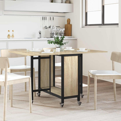 Mesa De Comedor Plegable Con Ruedas 130 X 80 X 76,5 Cm Acero Pb