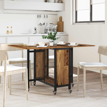 Mesa De Comedor Plegable Con Ruedas 130 X 80 X 76,5 Cm Acero Pb