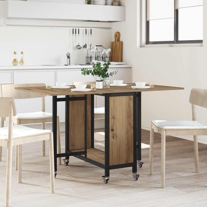 Mesa De Comedor Plegable Con Ruedas 130 X 80 X 76,5 Cm Acero Pb