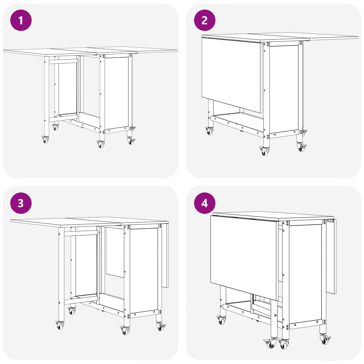 Mesa De Comedor Plegable Con Ruedas 130 X 80 X 76,5 Cm Acero Pb