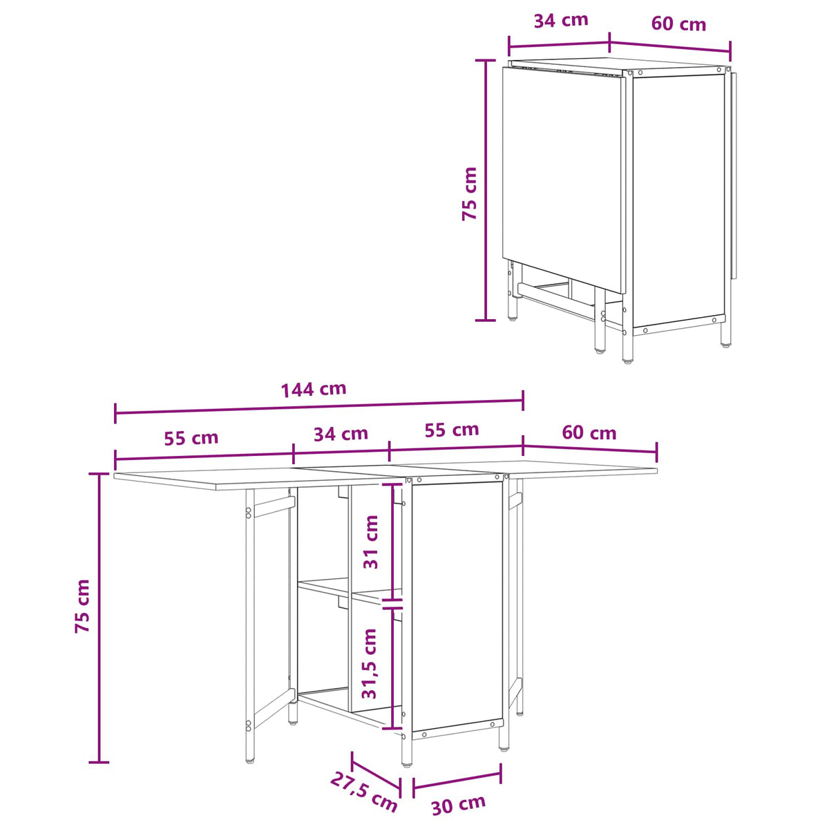Mesa De Comedor 144 X 60 X 75 Cm Madera De Ingeniería