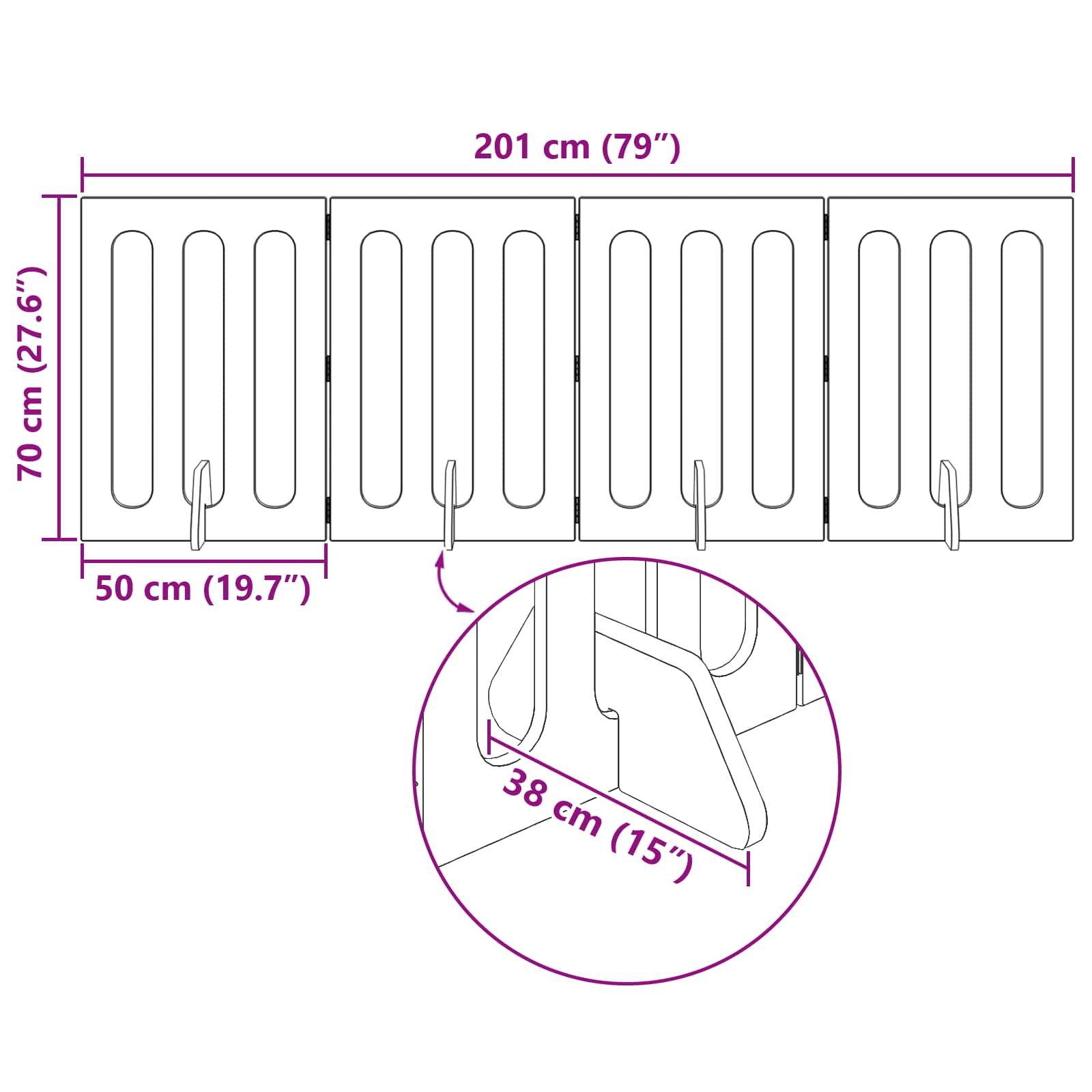 Valla Plegable Para Mascotas 4 Pcs 201 X 38 X 70 Cm
