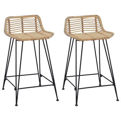 Taburete De Bar 2 Uds. 44 X 45 X 76 Cm Ratán Y Acero