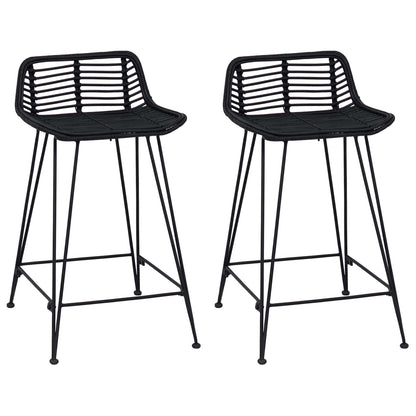 Taburete De Bar 2 Uds. 44 X 45 X 76 Cm Ratán Y Acero