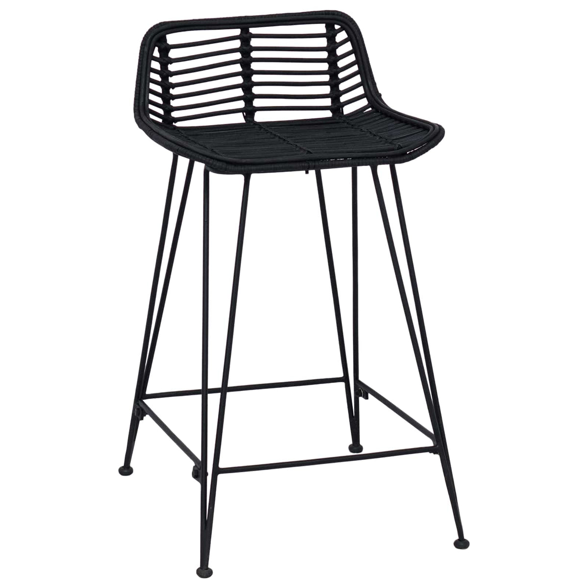 Taburete De Bar 2 Uds. 44 X 45 X 76 Cm Ratán Y Acero