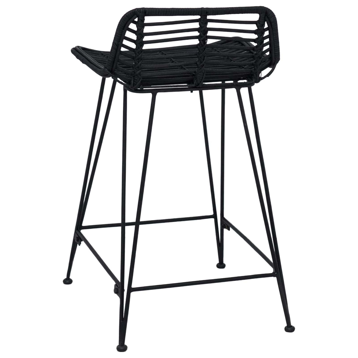 Taburete De Bar 2 Uds. 44 X 45 X 76 Cm Ratán Y Acero