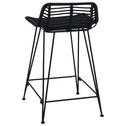 Taburete De Bar 2 Uds. 44 X 45 X 76 Cm Ratán Y Acero