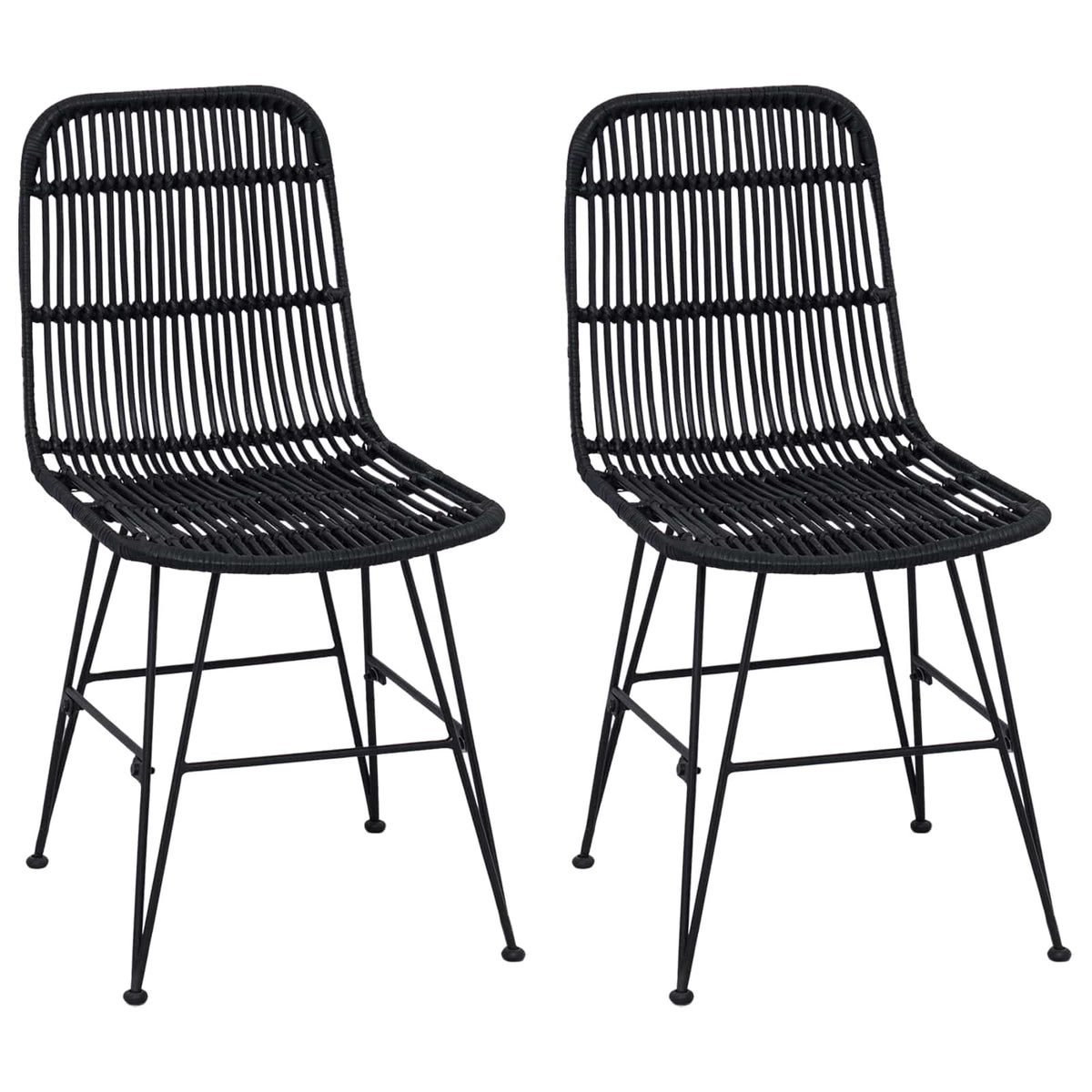 Silla De Comedor 2 Uds. Ratán Y Acero 41 X 55 X 85 Cm