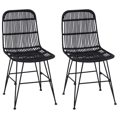 Silla De Comedor 2 Uds. Ratán Y Acero 41 X 55 X 85 Cm