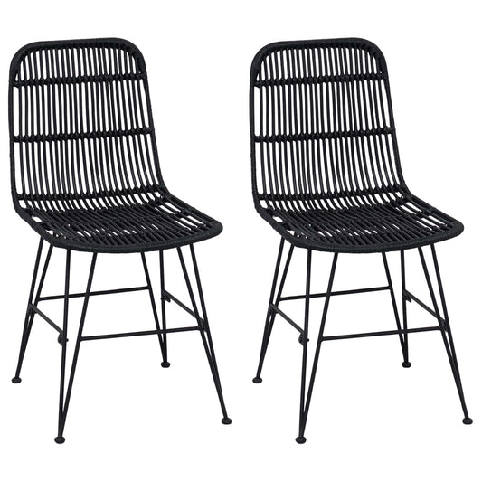 Silla De Comedor 2 Uds. Ratán Y Acero 41 X 55 X 85 Cm