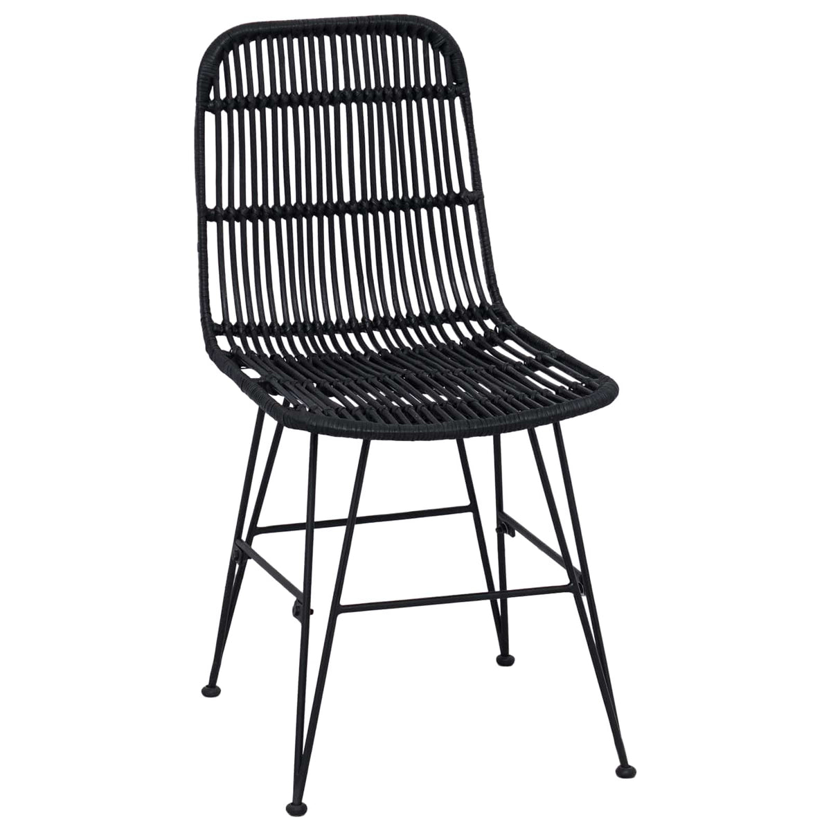 Silla De Comedor 2 Uds. Ratán Y Acero 41 X 55 X 85 Cm