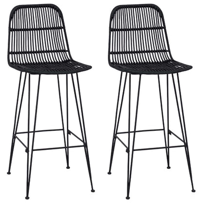 Taburete De Bar 2 Uds. 44 X 55 X 109 Cm Ratán Y Acero