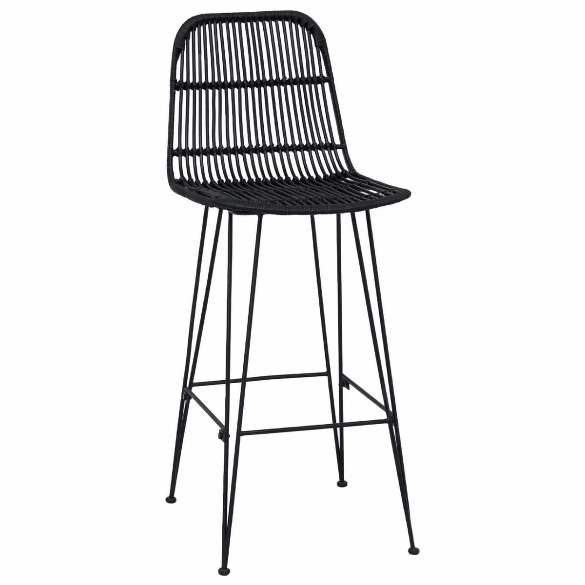 Taburete De Bar 2 Uds. 44 X 55 X 109 Cm Ratán Y Acero