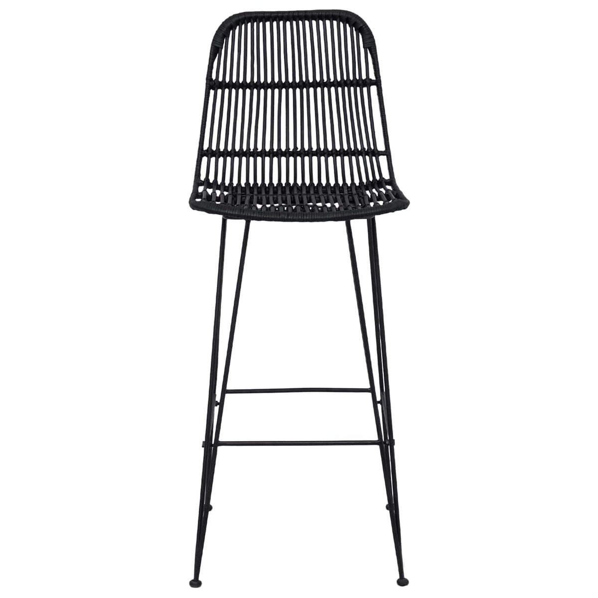 Taburete De Bar 2 Uds. 44 X 55 X 109 Cm Ratán Y Acero