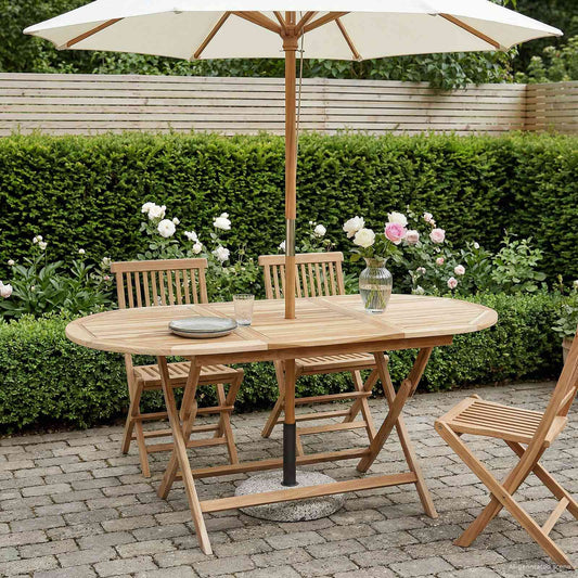 Mesa De Jardín Plegable Natural 160 X 80 X 76 Cm