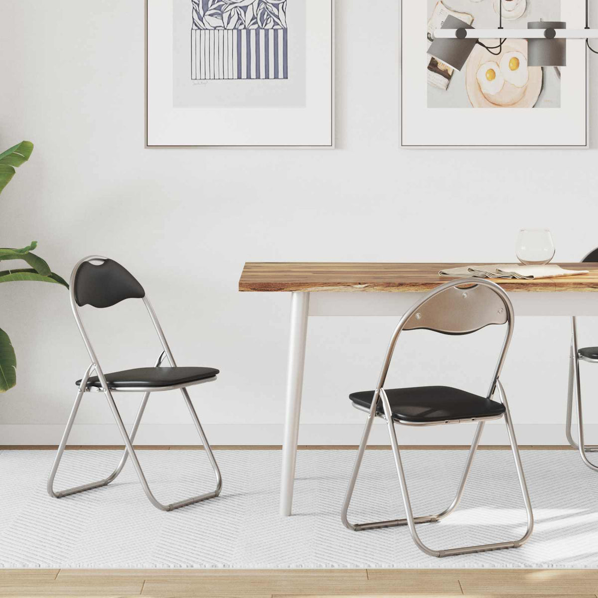 Silla Plegable 8 Uds. Cuero Sintético 48 X 43,5 X 81 Cm