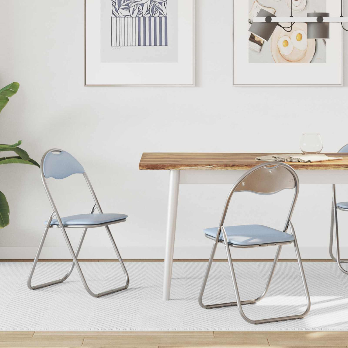 Silla Plegable 8 Uds. Cuero Sintético 48 X 43,5 X 81 Cm
