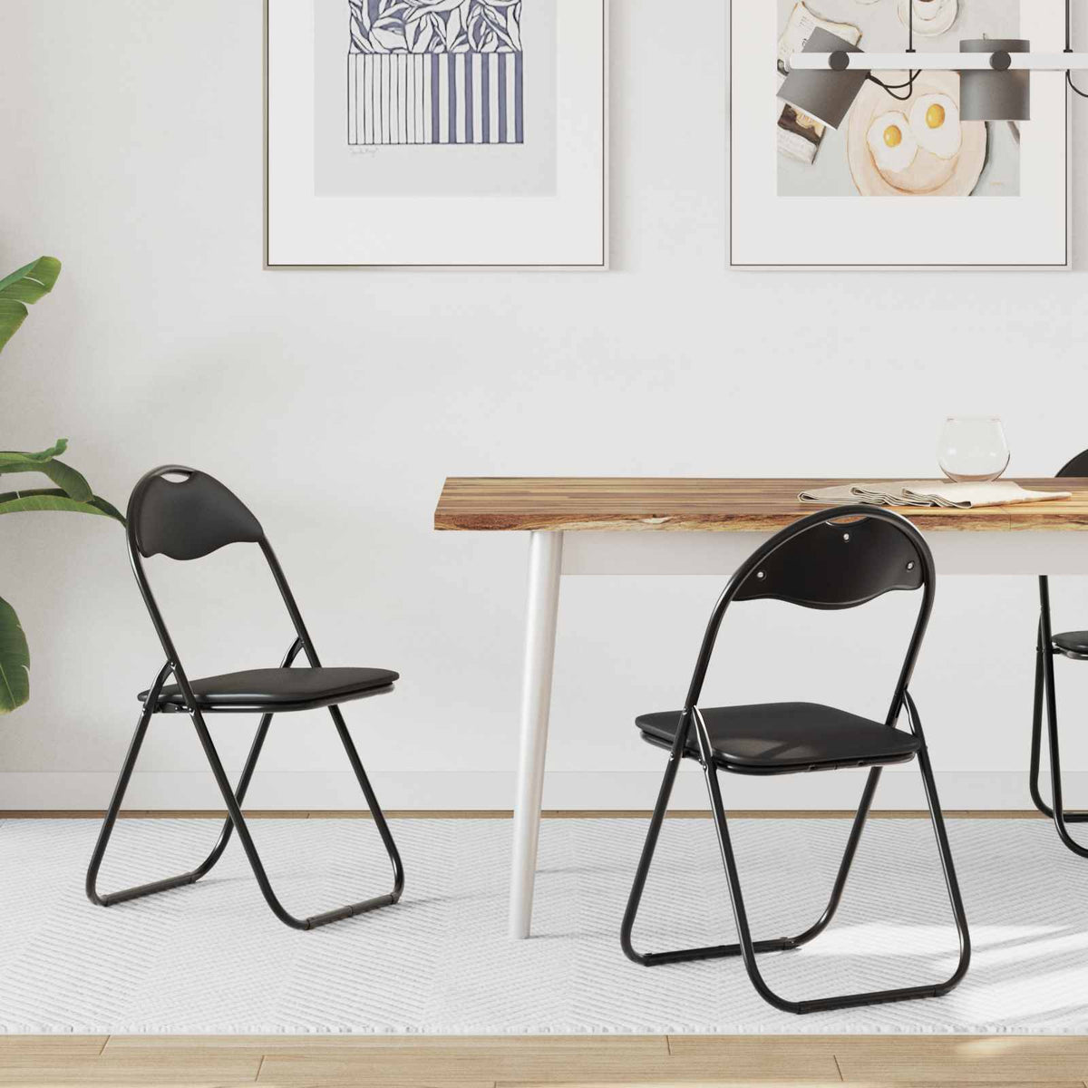 Silla Plegable 8 Uds. Cuero Sintético 48 X 43,5 X 81 Cm