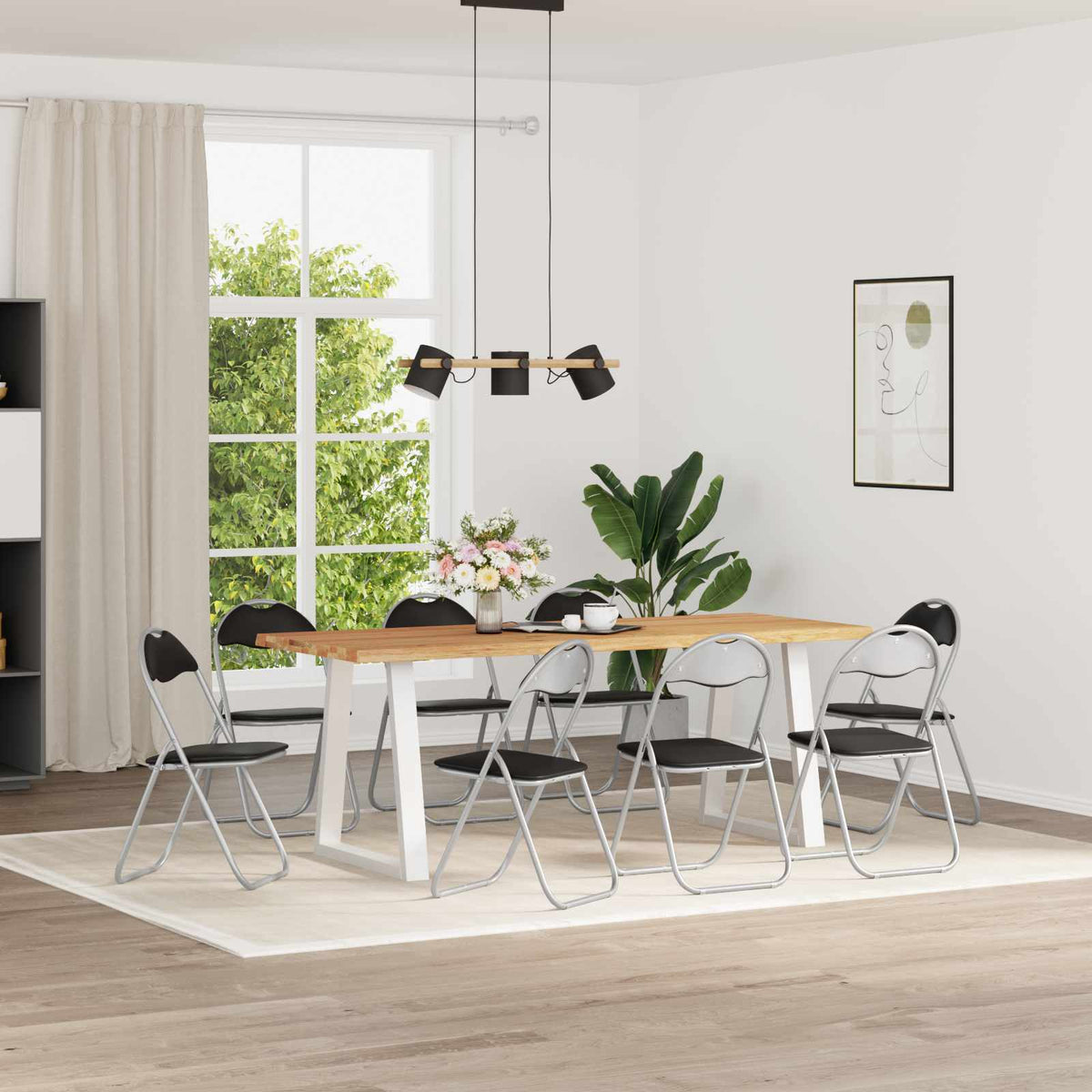 Silla Plegable 8 Uds. Cuero Sintético 48 X 43,5 X 81 Cm