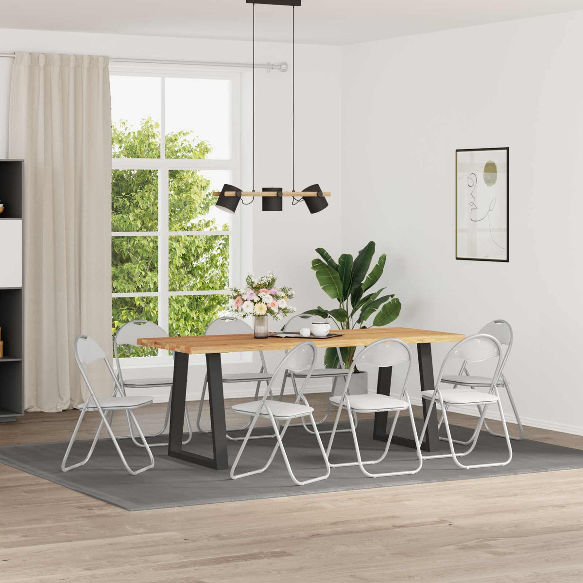 Silla Plegable 8 Uds. Cuero Sintético 48 X 43,5 X 81 Cm