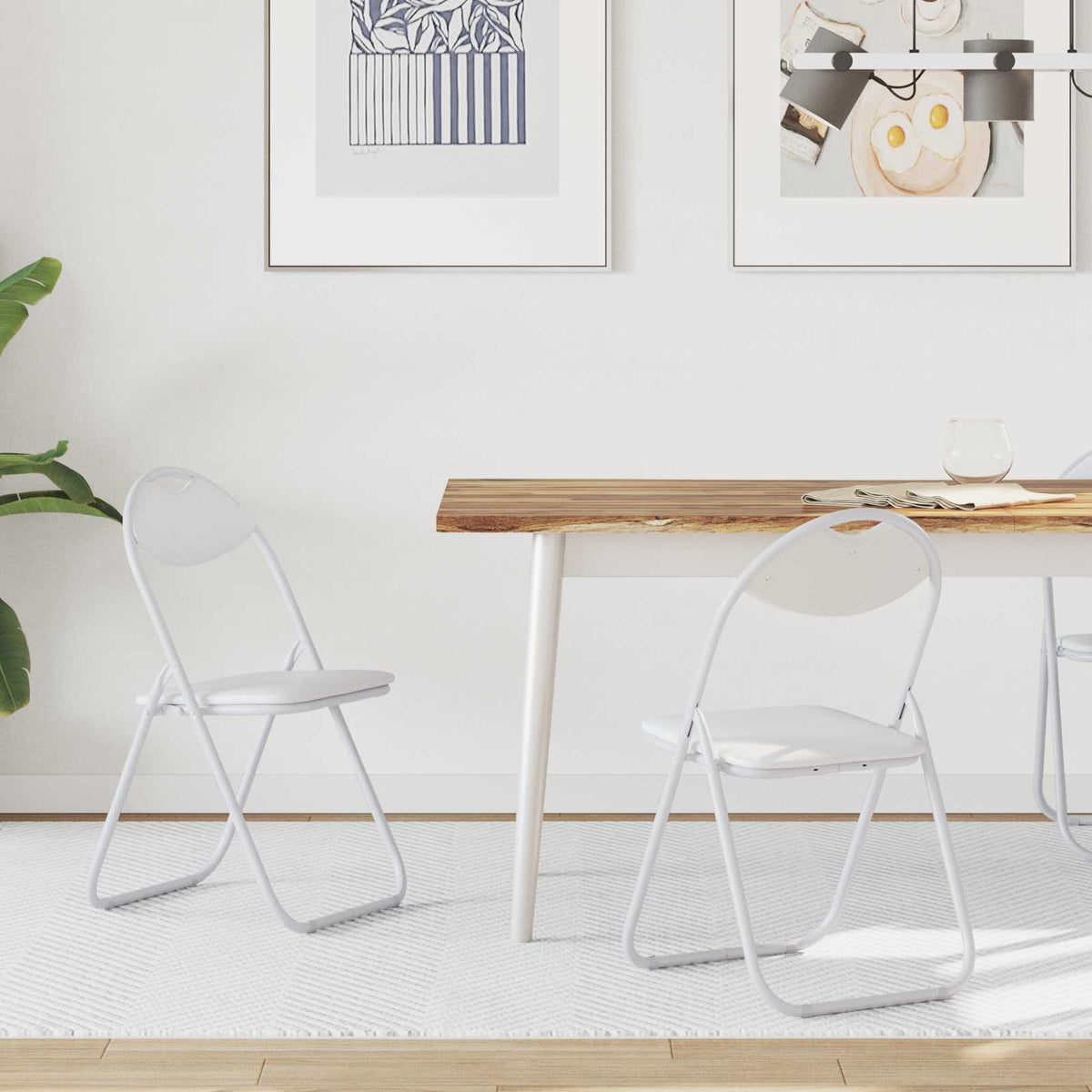 Silla Plegable 2 Uds. Cuero Sintético 48 X 43,5 X 81 Cm