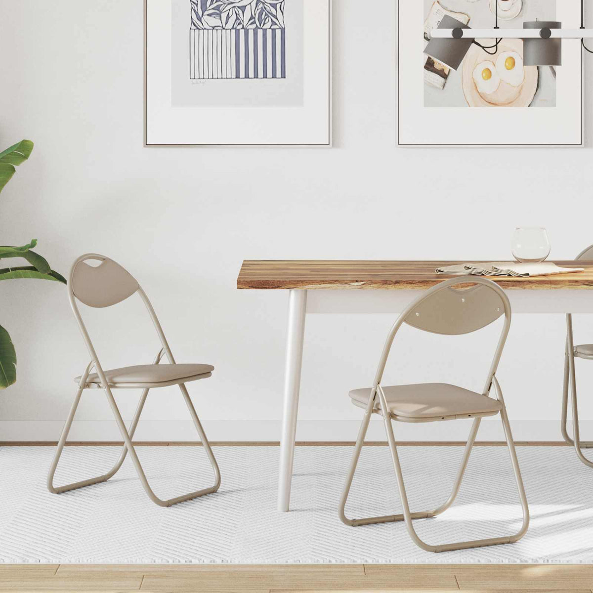 Silla Plegable 2 Uds. Cuero Sintético 48 X 43,5 X 81 Cm