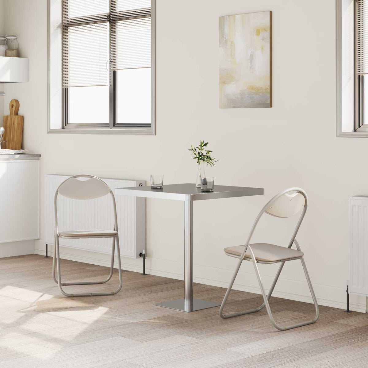 Silla Plegable 2 Uds. Cuero Sintético 48 X 43,5 X 81 Cm