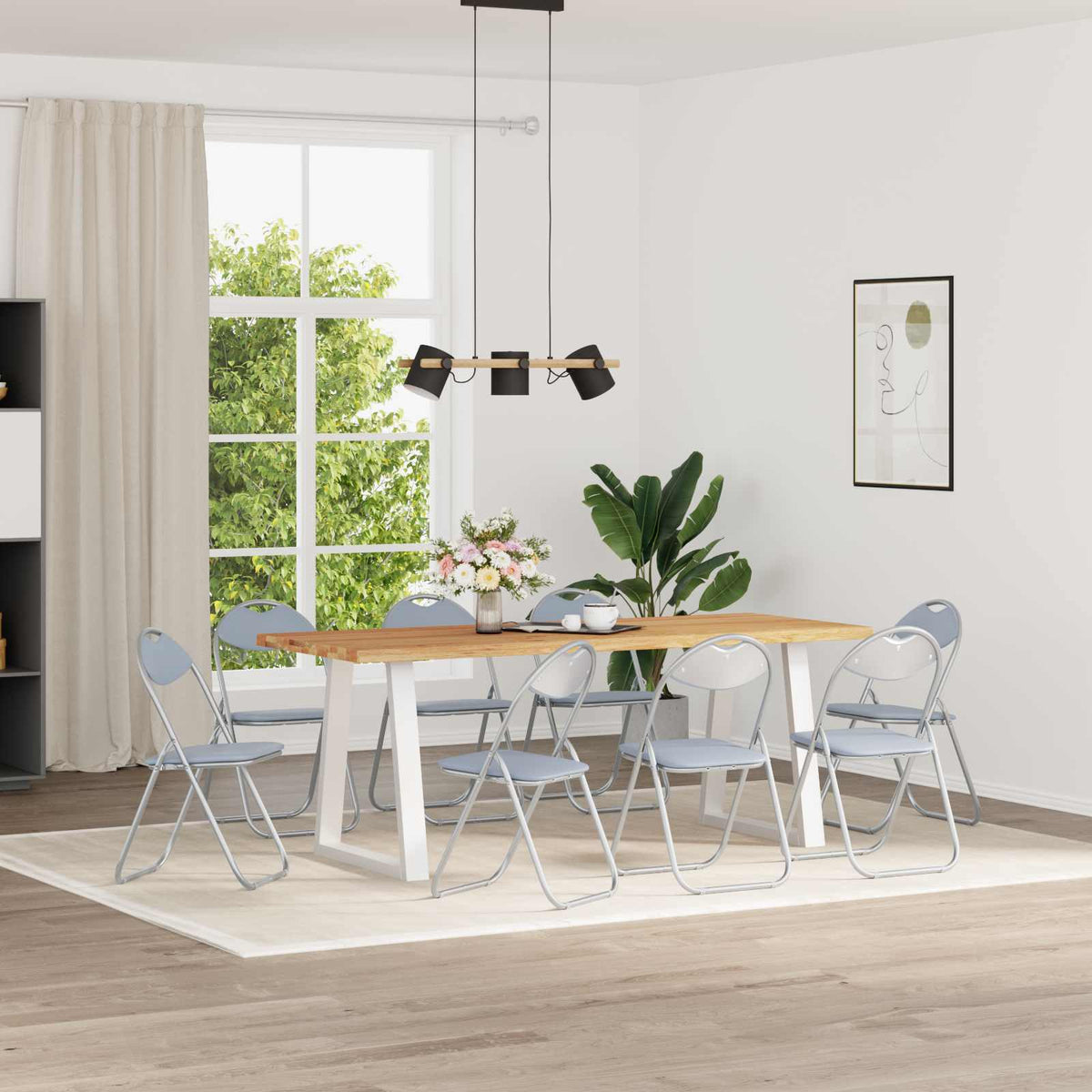 Silla Plegable 8 Uds. Cuero Sintético 48 X 43,5 X 81 Cm