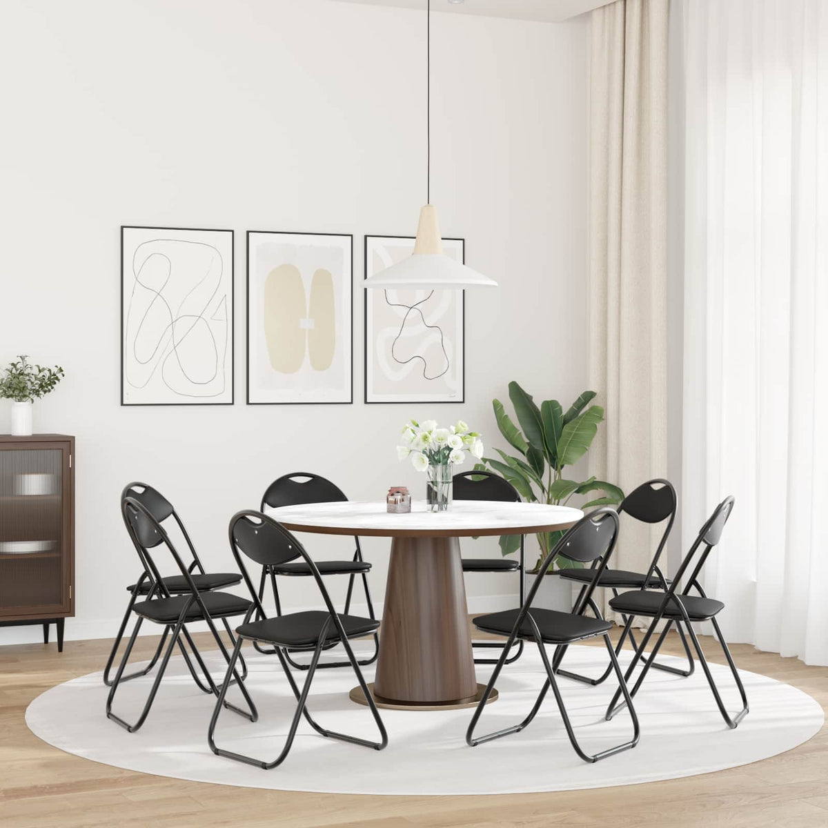 Silla Plegable 8 Uds. Cuero Sintético 48 X 43,5 X 81 Cm