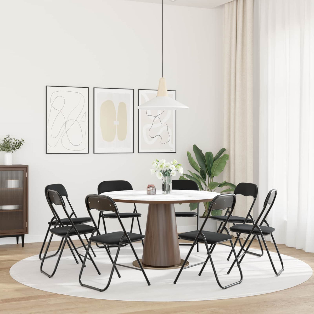 Silla Plegable 8 Uds. Terciopelo Negro 48 X 44 X 78 Cm