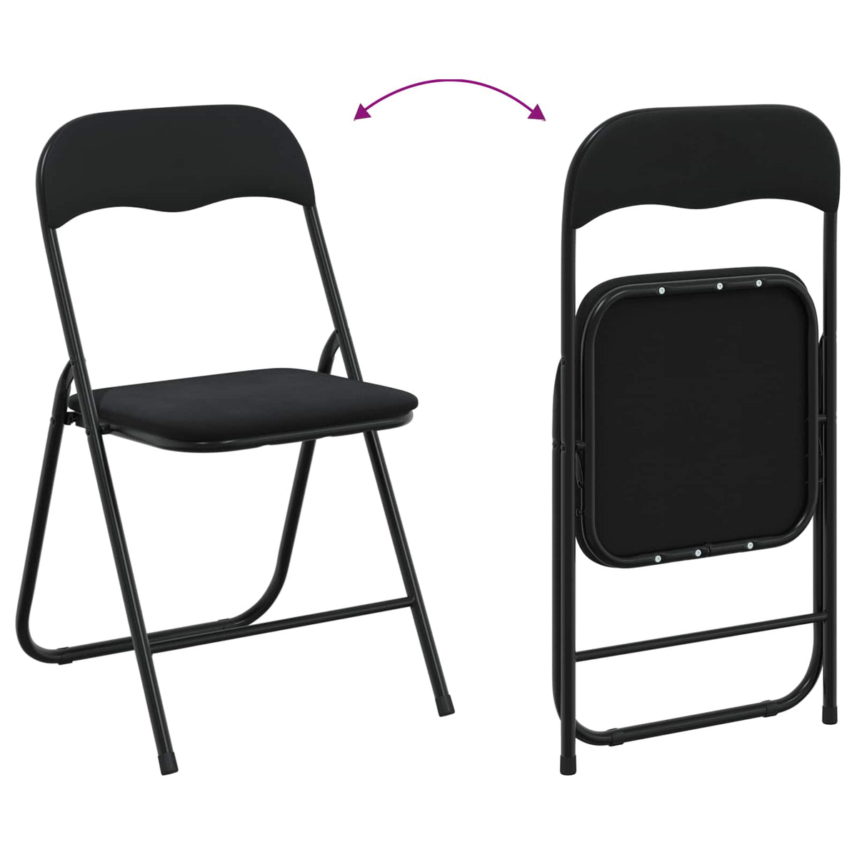 Silla Plegable 8 Uds. Terciopelo Negro 48 X 44 X 78 Cm