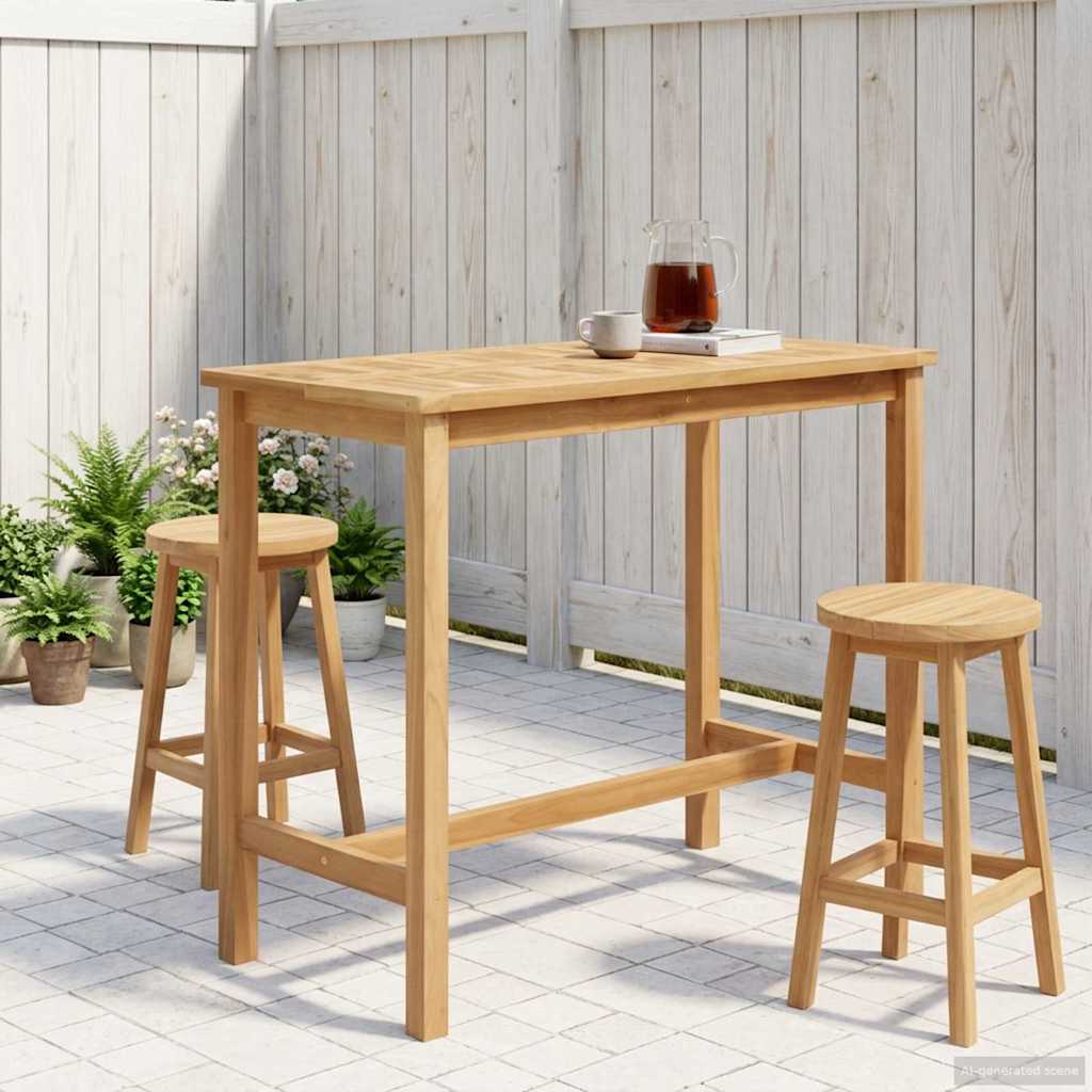 Mesa De Bar Natural Teak Sólido