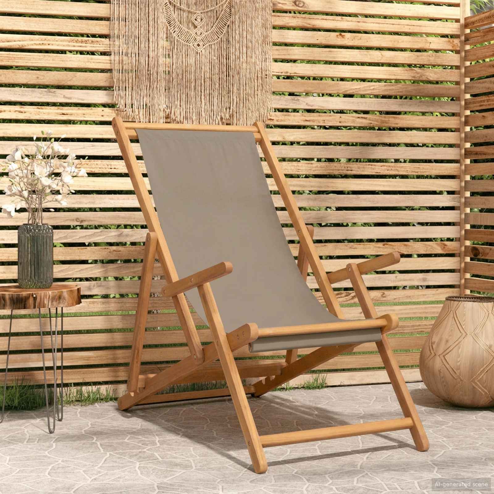 Silla De Jardín De Teca Color 56X105X96 Cm
