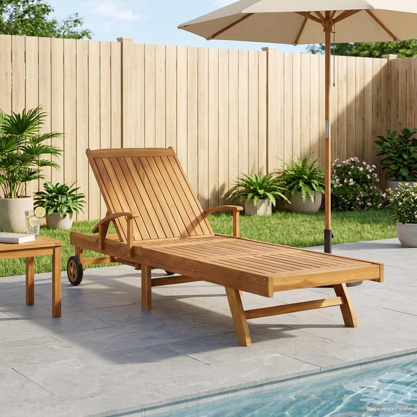 Tumbona 1-Persona Marrón Y Gris Oscuro Madera De Teca Maciza