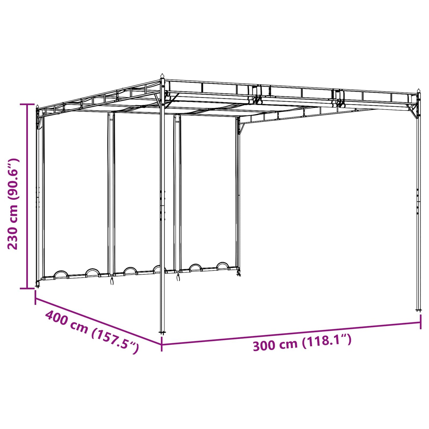 Cenador 4 X 3 X 2,3 M Poliéster Y Acero