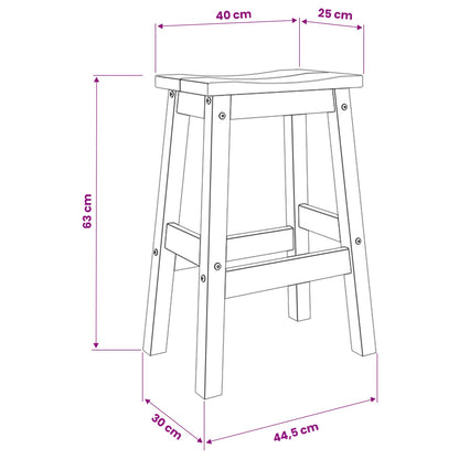 Taburete De Bar 2 Uds. 44 X 30 X 63 Cm