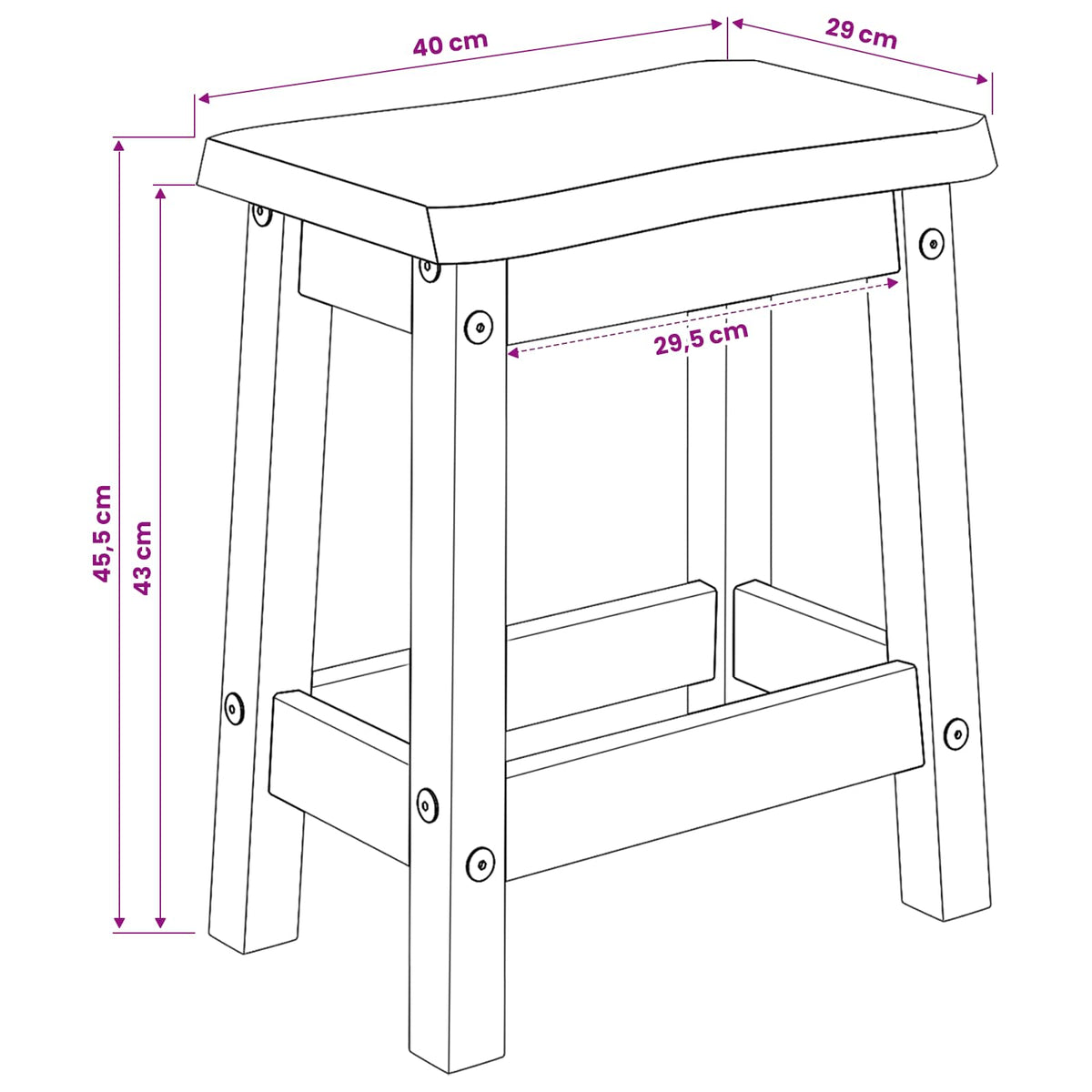 Taburete De Bar Ekai 2 Uds. 40 X 29 X 45,5 Cm